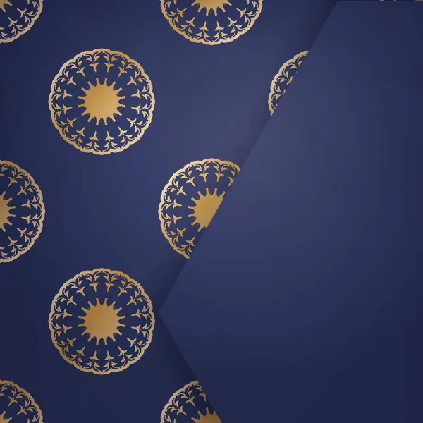 Temaslarınız için Yunan altın süslemeleri içeren koyu mavi bir kart şablonu.