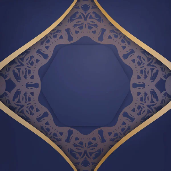 Koyu mavi bir kartvizit şablonu ve işleriniz için Hint altınları..