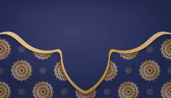 Yunan altın desenli koyu mavi arkaplan ve logo veya metin için yer