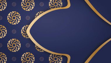 Metin altında Yunan altın desenli koyu mavi arkaplan