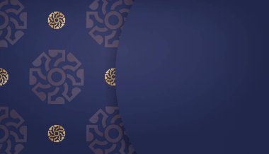 Koyu mavi arkaplan, Hint altınları ve metninin altına yerleştirilmiş.