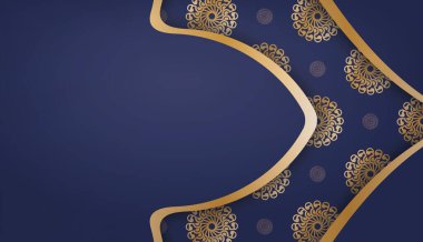 Logonuzun altında tasarım için klasik altın süslemeleri olan koyu mavi arkaplan