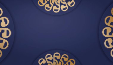 Eskimiş altın desenli koyu mavi arkaplan ve logonuz için boşluk