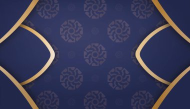 Metin altında tasarım için klasik altın desenli koyu mavi arkaplan