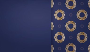 Logo veya metin tasarımı için klasik altın desenli koyu mavi arkaplan