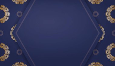 Soyut altın süslemeli koyu mavi pankart şablonu ve metninizin altına yerleştirin