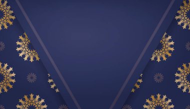 Logo veya metin için Yunanca altın desenli koyu mavi pankart şablonu