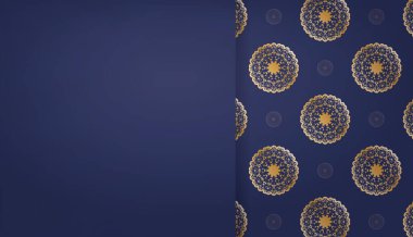 Logo tasarımı için Yunan altın desenli koyu mavi pankart şablonu