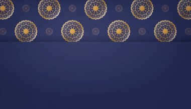 Logo tasarımı için Hint altınları içeren koyu mavi pankart şablonu