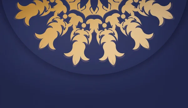 Темно Синий Шаблон Баннера Греческими Золотыми Орнаментами Место Вашего Логотипа — стоковый вектор