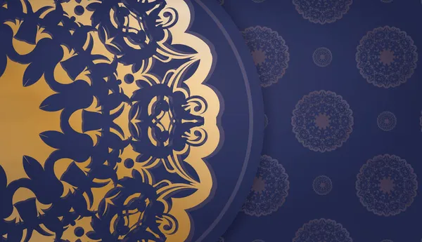 Modèle Bannière Bleu Foncé Avec Ornement Mandala Endroit Pour Logo — Image vectorielle