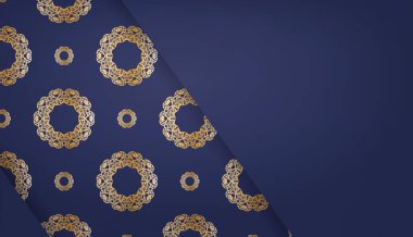 Eskimiş altın desenli koyu mavi pankart şablonu ve metninizin altında