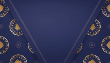 Eskimiş altın desenli koyu mavi pankart şablonu ve metin için boşluk