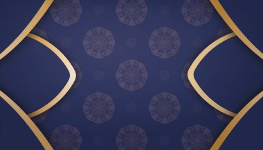 Metnin altında tasarım için Hint altını süslemeli koyu mavi pankart