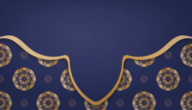 Logonuzun altında Hint altını süsleri olan koyu mavi bir pankart.