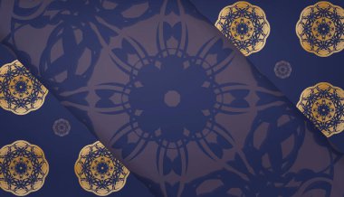 Logonuzun altında Hint altını desenli koyu mavi bir pankart.