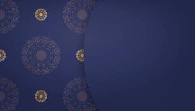 Lükslü altın süslemeli koyu mavi bayrak ve metin için yer