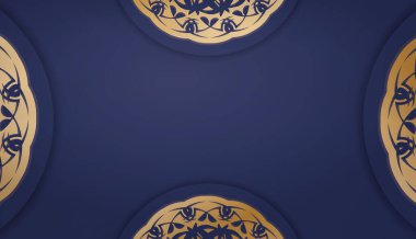 Logonuzun altında tasarım için altın desenli koyu mavi bir pankart.