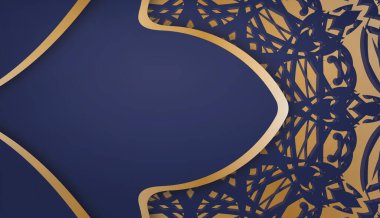 Metin altında tasarım için lüks altın desenli koyu mavi pankart