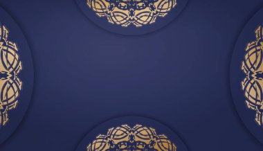 Metnin altında tasarım için klasik altın süslemeli koyu mavi pankart