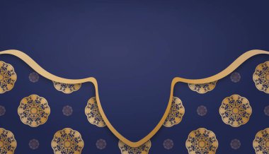 Logo tasarımı için klasik altın desenli koyu mavi pankart
