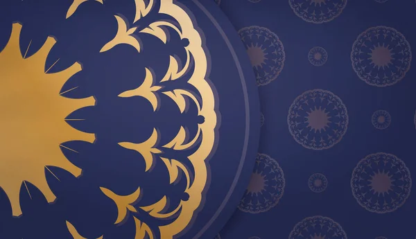 Modèle Bannière Bleu Foncé Avec Ornements Vintage Espace Logo — Image vectorielle