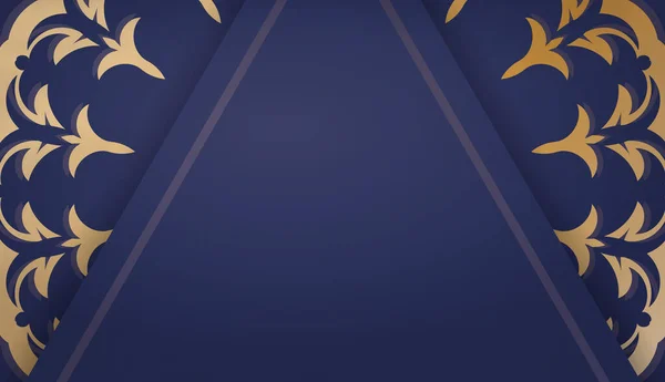 Modelo Banner Azul Escuro Com Padrão Ouro Vintage Espaço Para — Vetor de Stock