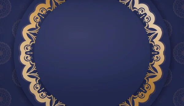Logonuz Altında Tasarım Için Klasik Altın Desenli Koyu Mavi Pankart — Stok Vektör