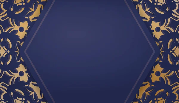 Modèle Bannière Bleu Foncé Avec Motif Vintage Pour Logo Conception — Image vectorielle