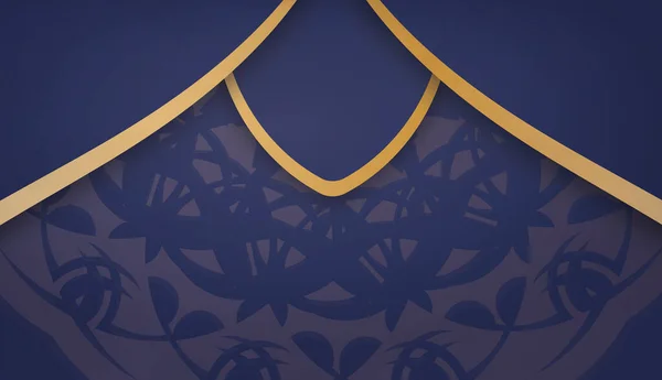 Soyut Altın Desenli Koyu Mavi Pankart Logo Veya Metin Için — Stok Vektör