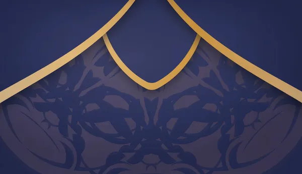 Dunkelblaues Banner Mit Luxuriösem Goldmuster Für Die Gestaltung Unter Ihrem — Stockvektor