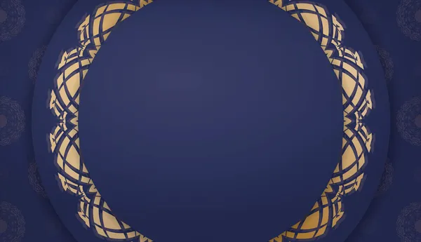 Banner Azul Escuro Com Padrão Ouro Vintage Espaço Texto — Vetor de Stock