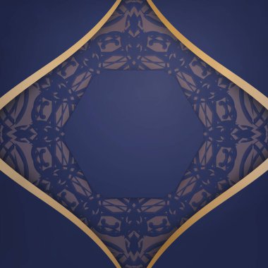 Koyu mavi kartvizitle işleriniz için antika altın süsler..