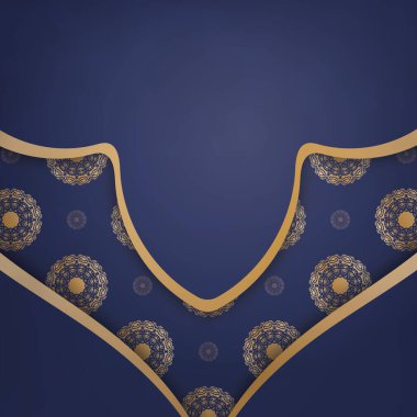 Koyu mavi kartvizit ve işleriniz için klasik altın süsler..