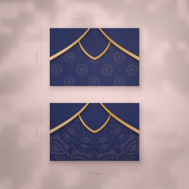 Koyu mavi kartvizit ve işleriniz için klasik altın süsler..