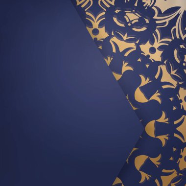 Markanız için altın mandala desenli koyu mavi kart şablonu.