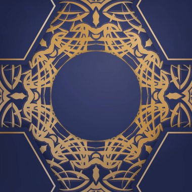 Lükslü altın desenli koyu mavi renkli gösterişli kartvizit..