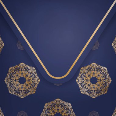 Koyu mavi renkli gösterişli kartvizit. İşiniz için mandala altın aksesuarı..