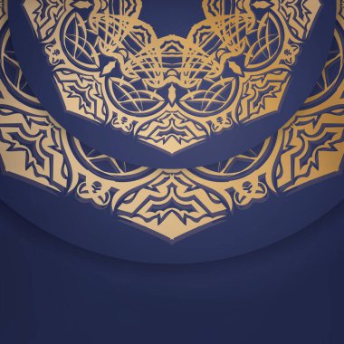 Temaslarınız için mandala altın desenli koyu mavi renkli sunucu kartviziti.