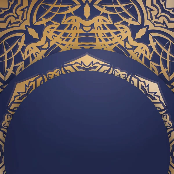 Tarjeta Visita Presentable Color Azul Oscuro Con Adornos Oro Antiguos — Vector de stock