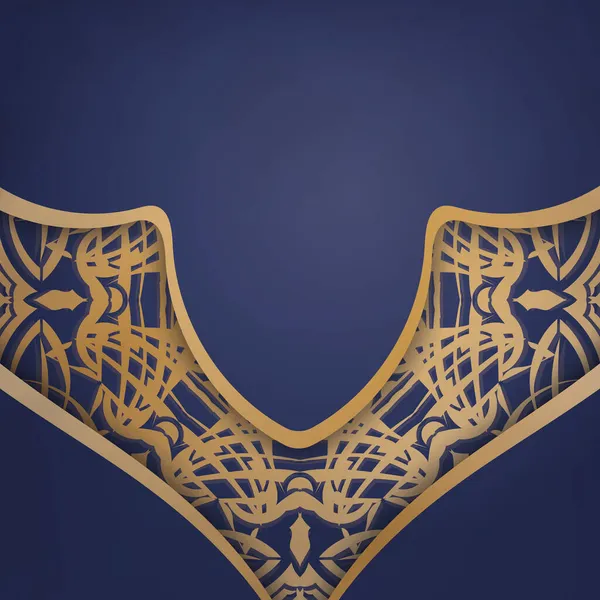 あなたの連絡先のための豪華な金の装飾が施された濃い青の色で提示可能な名刺 — ストックベクタ