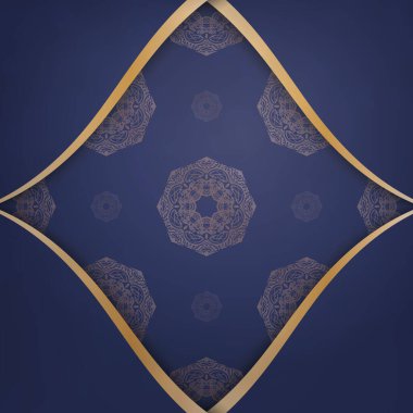 Koyu mavi renkli gösterişli kartvizit. Kişileriniz için klasik altın süs..