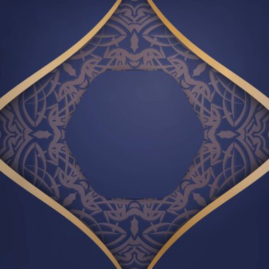 Koyu mavi renkli gösterişli kartvizit. İşiniz için klasik altın süsler..