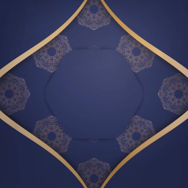 Koyu mavi renkli, kişiliğiniz için klasik altın süslemeli sunulan kartvizit..