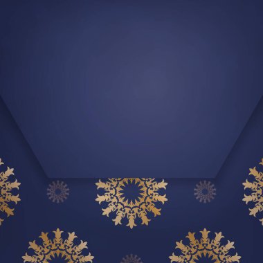 Koyu mavi renkli, üzerinde altın desenli bir mandala olan bir kartvizit..