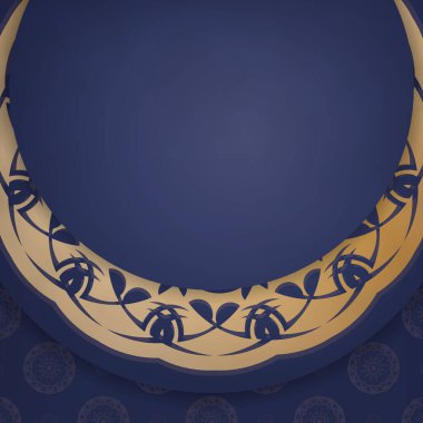 Koyu mavi renkli, kişiliğin için soyut altın desenli bir kartvizit..