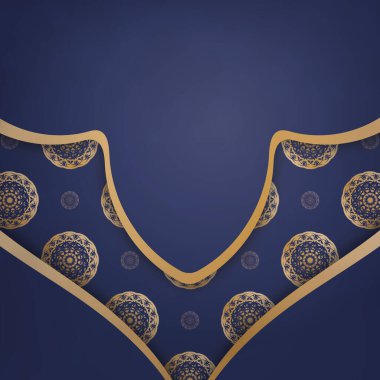 Koyu mavi kartvizit ve iş yeriniz için antika altın süsler..