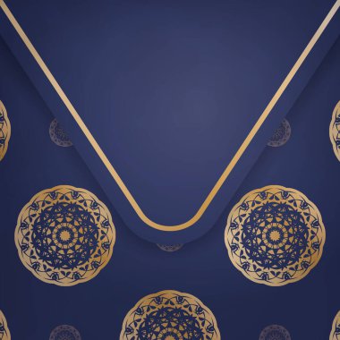 Koyu mavi kartvizit ve iş için Yunan altın süsleri..