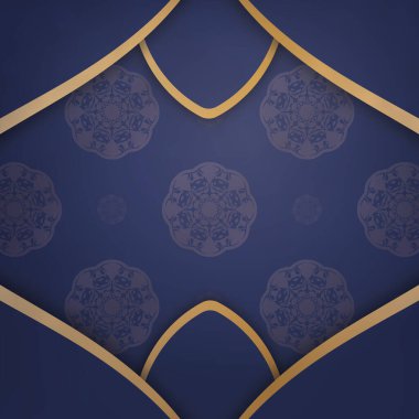 Markanız için Yunan altın desenli koyu mavi renkli şık kartvizit..