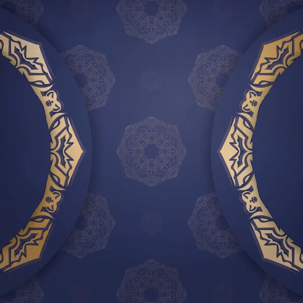 Презентабельная Визитная Карточка Темно Синего Цвета Винтажным Золотым Рисунком Ваших — стоковый вектор